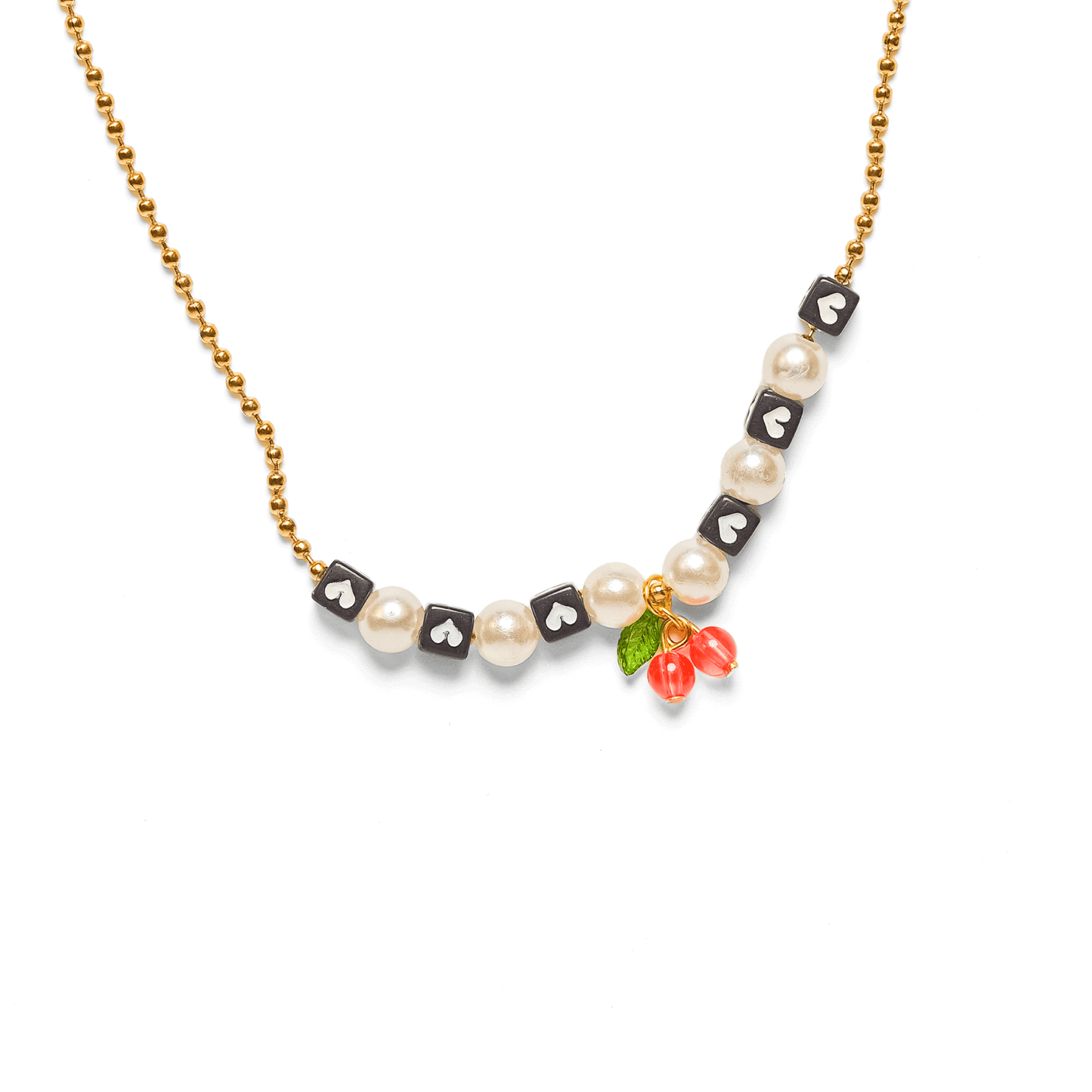 Checkered Cherry Necklace - 20"