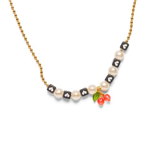 Checkered Cherry Necklace - 20"