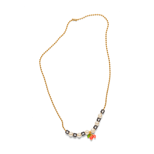 Checkered Cherry Necklace - 20"
